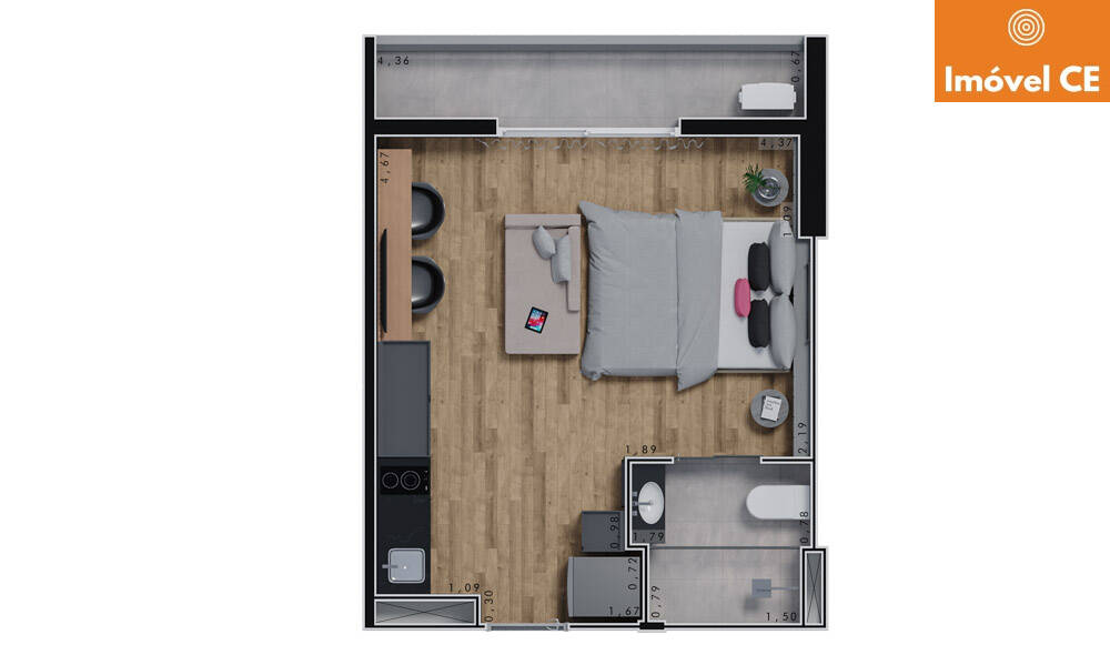 Apartamento à venda com 1 quarto, 21m² - Foto 7